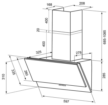 Кухонная вытяжка KRONA Olly 600 black PB
